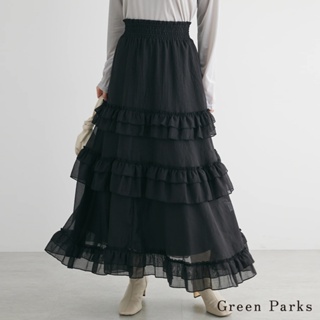 Green Parks 甜美微透分層荷葉邊設計長裙-附襯裙(6P41L0L0200)
