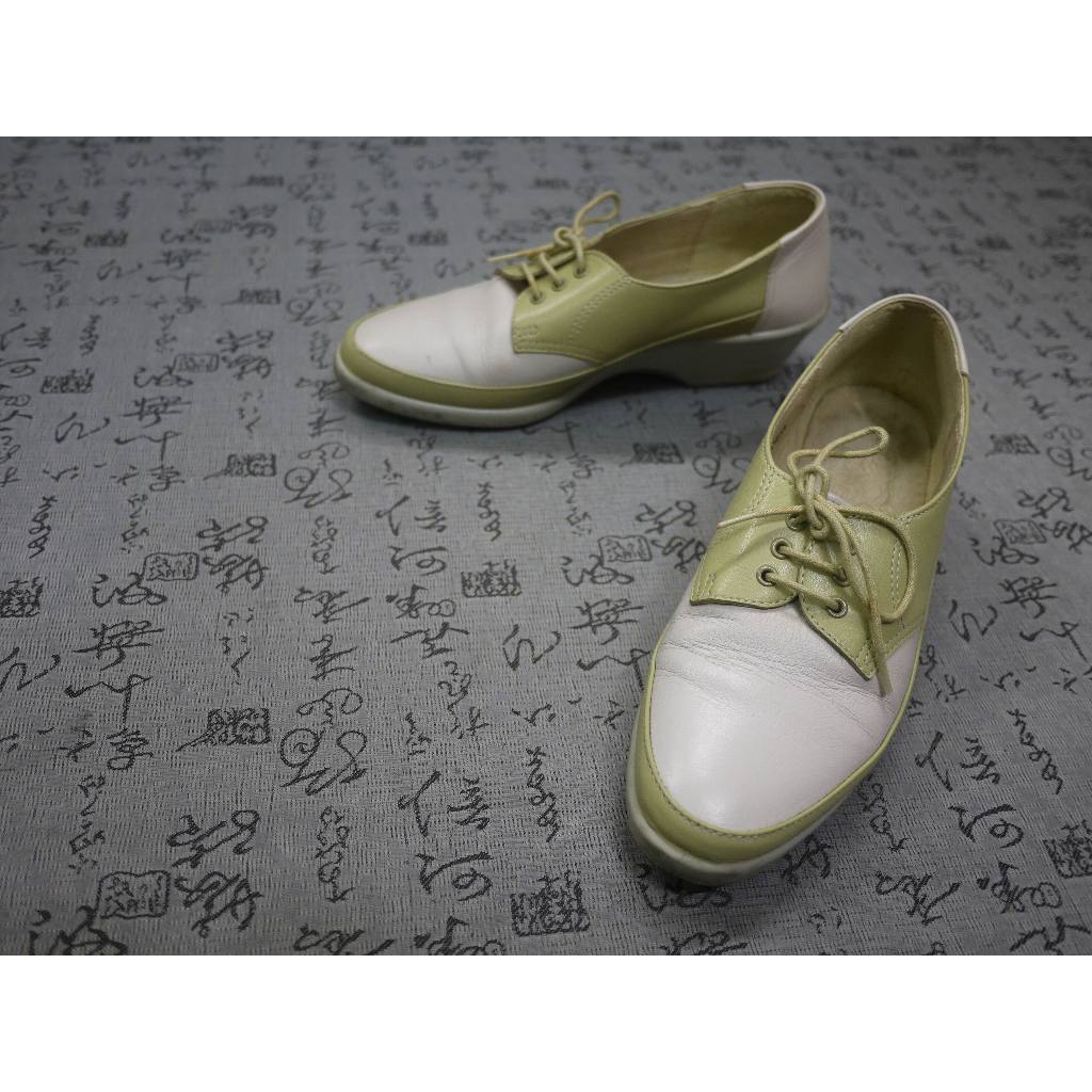 日本製 ECCO 高級雙色真皮休閒鞋 USA 6 EUR 36.5 JPN 23 CM