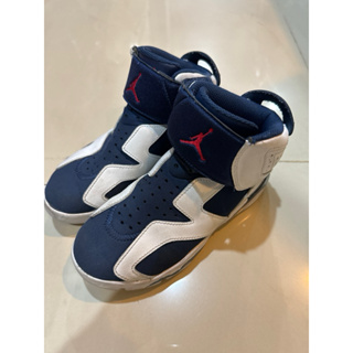 Nike Air Jordan 6 Olympics 奧運配色 白藍 魔鬼氈 童鞋 2y 21cm