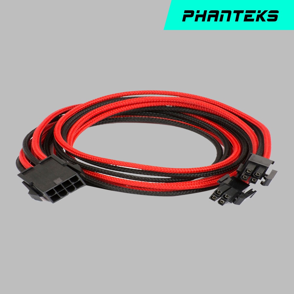 Phanteks 追風者PH-CB8P_BR黑/紅色8至8（4 + 4）針電源延長線500mm