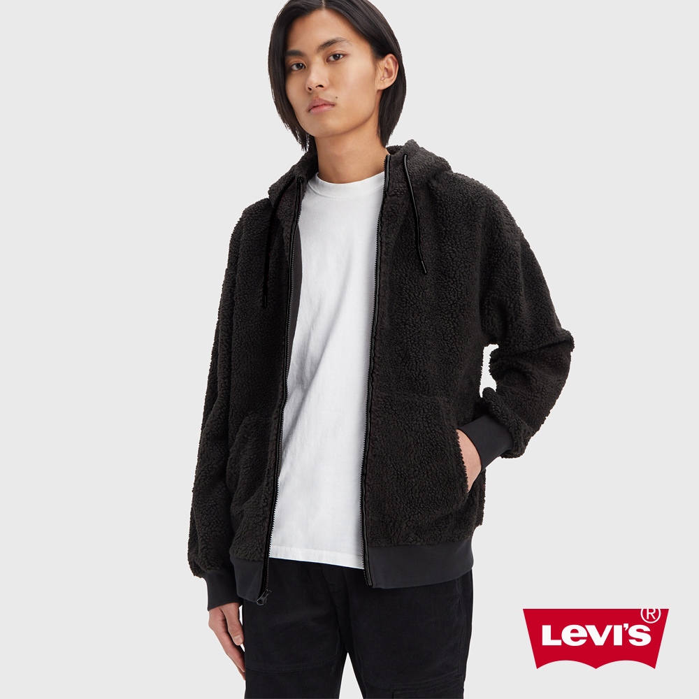 Levis 寬鬆版連帽外套 / 大口袋設計 / 暖身鋪毛 / 黑 男款 A5812-0000 熱賣單品