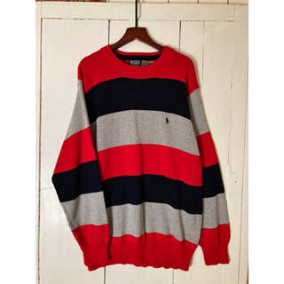 ［DMC12 vintage 古著］Ralph Lauren紅黑灰線衫