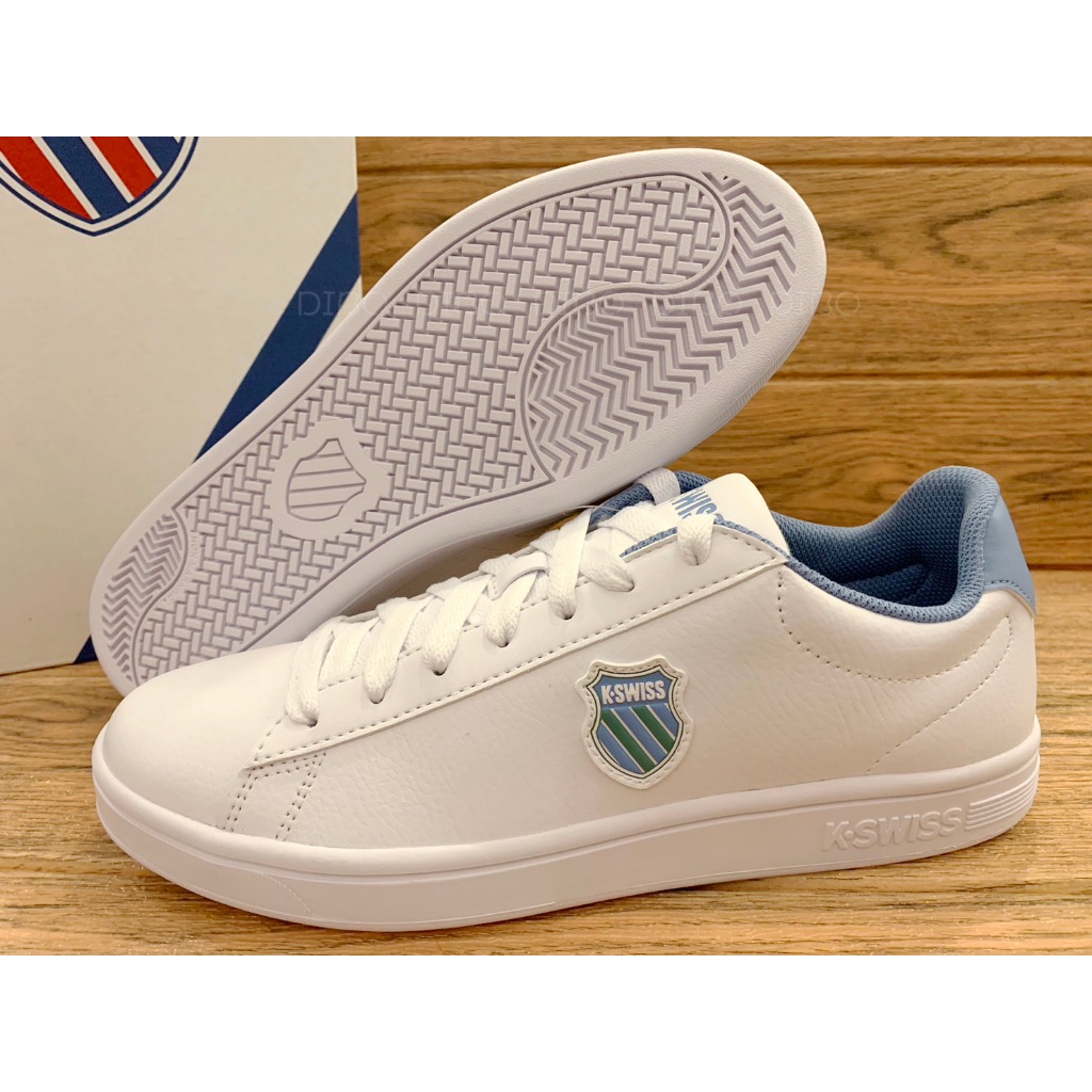 DIBO-KSWISS 男鞋 休閒運動鞋 皮質 白鞋 盾牌系列 晴藍色~男生k.swiss 06599943