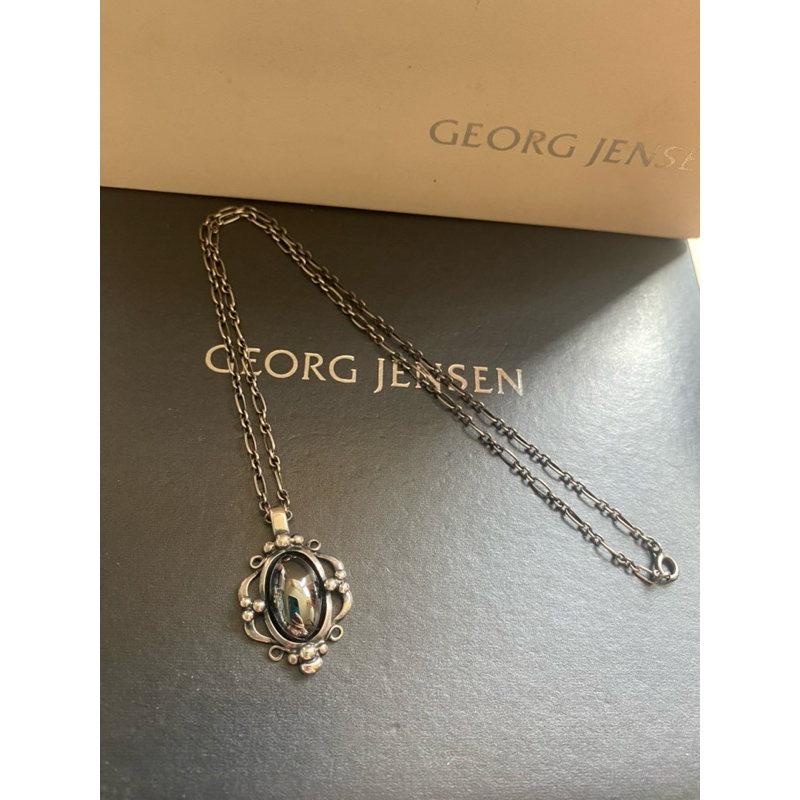 Georg Jensen喬治傑生GJ1989 丹麥製 限量 年度之王 灰鐵石 年度項鍊