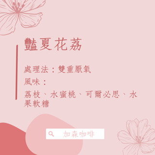 【加森咖啡】哥倫比亞//豔夏花荔//雙重厭氧