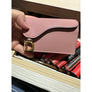Dior Saddle 翻蓋卡片包 錢包 卡夾 皮夾 名片夾 信用卡包 暖灰褐色山羊皮 真品93%新(含運不議價，謝謝)