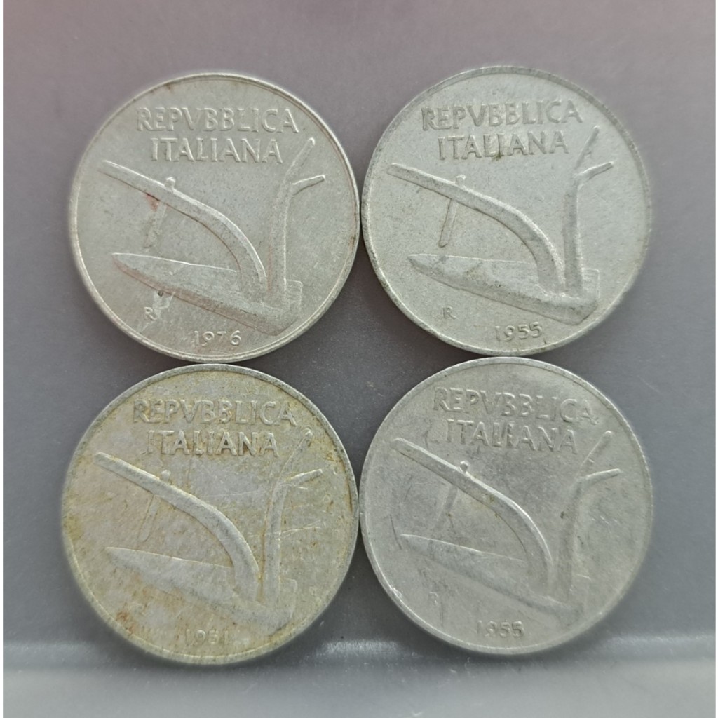 幣337 義大利1951.55.76年10里拉硬幣 共4枚