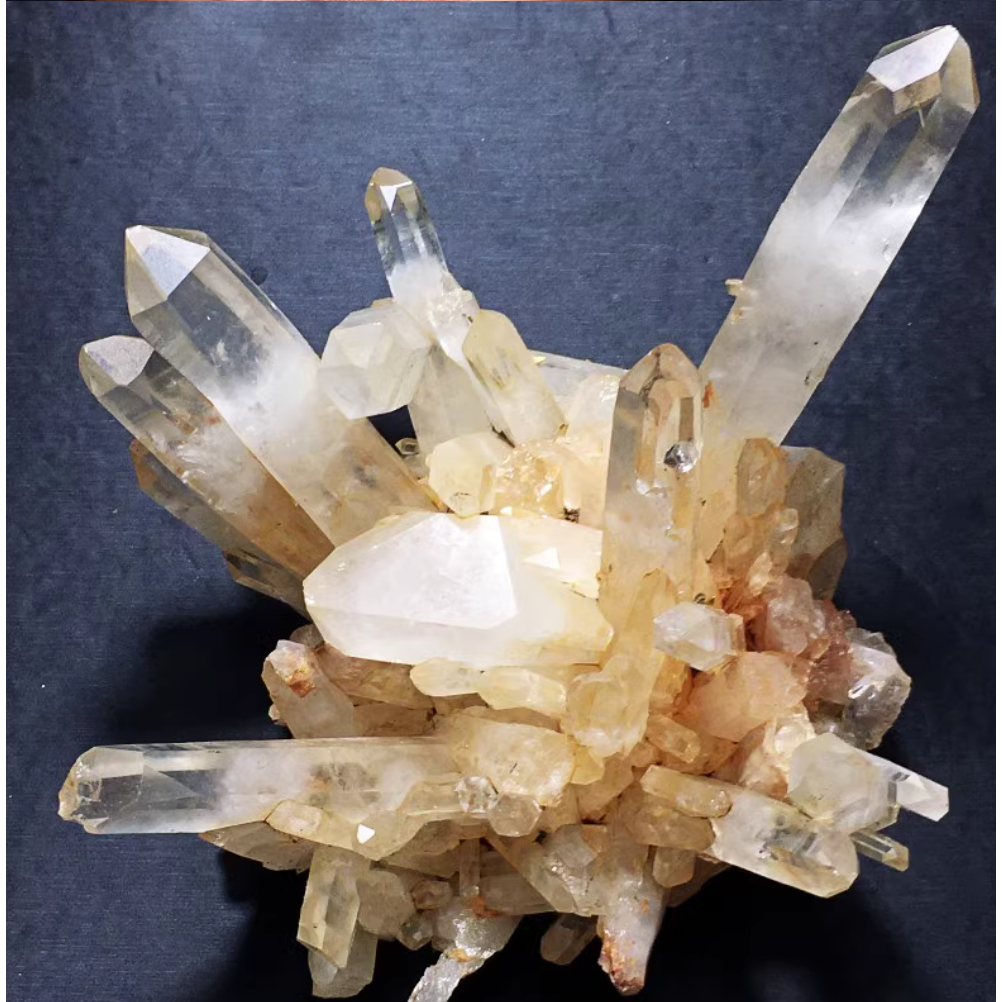 天然白水晶簇標本白水晶花簇標本原石擺件亮皮白水晶簇