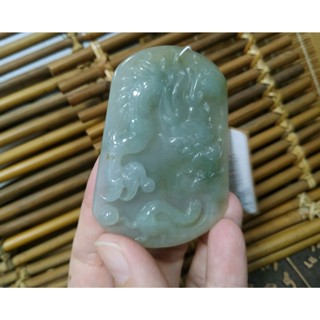 【禾賢行】天然翡翠.緬甸玉.冰糯灑金龍牌-龍騰九霄傲神州.精雕墬子.項鍊.玉珮.ZGQ8C010537