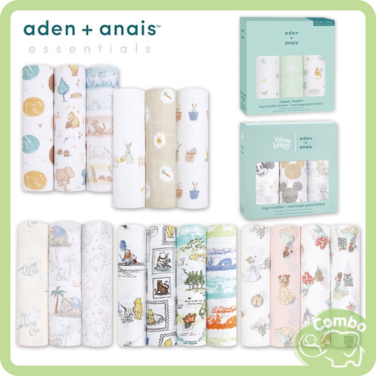 美國 Aden + Anais 迪士尼經典款包巾 多功能包巾 4入紗布巾組 3入包巾組