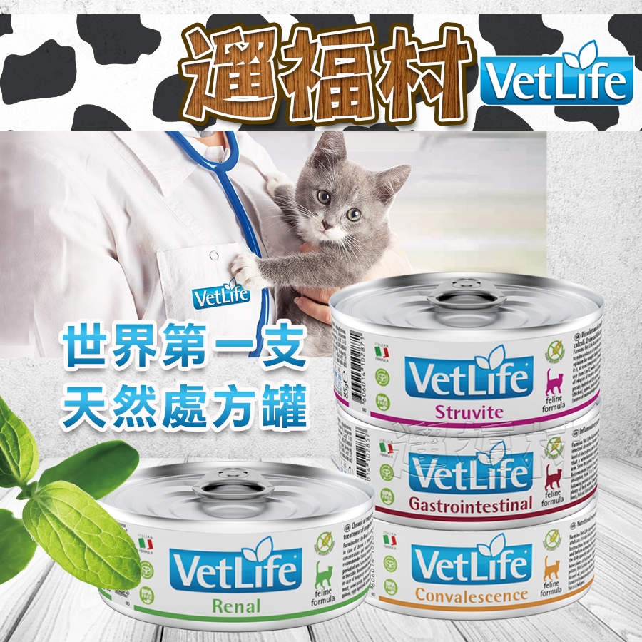 遛福村-法米納貓用處方罐 VetLife獸醫寵愛天然處方貓罐 貓罐頭 腸胃 腎臟 泌尿道 高營養 貓罐 處方