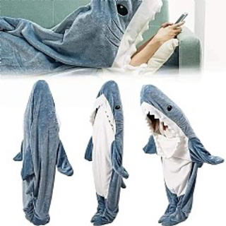 AL-鯊魚造型法蘭絨居家睡袋