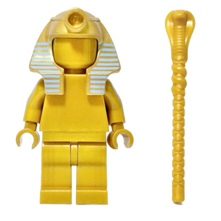 LEGO 樂高 珍珠金 法老雕像 含手持蛇杖 全新品, 埃及 法老 金字塔 法老帽 木乃伊 素色人偶