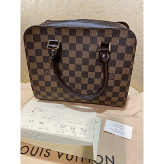 附中山店收據 全新Louis Vuitton Triana N51155 LV棋盤格紋托特包起來