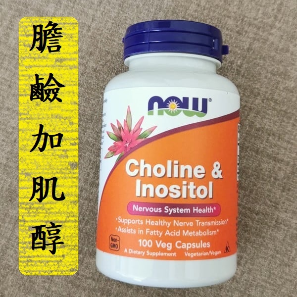 💊NOW 膽鹼+肌醇 素食膠囊 Choline &amp; Inositol 100粒 神經系統保健品 B群 維生素B 2瓶可以