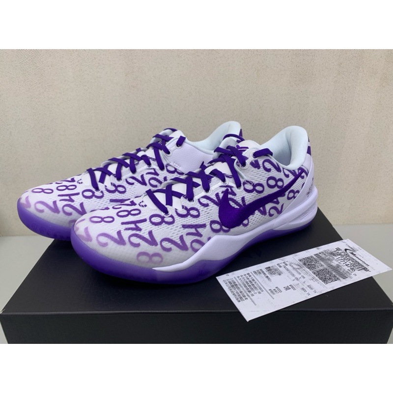 全新正品 Nike Kobe 8 Protro Court Purple 白紫 US9.5 5Y 情侶鞋