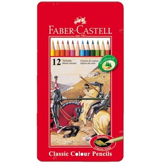 德國輝柏 FABER-CASTELL 115844 紅色鐵盒裝油性色鉛筆 12色