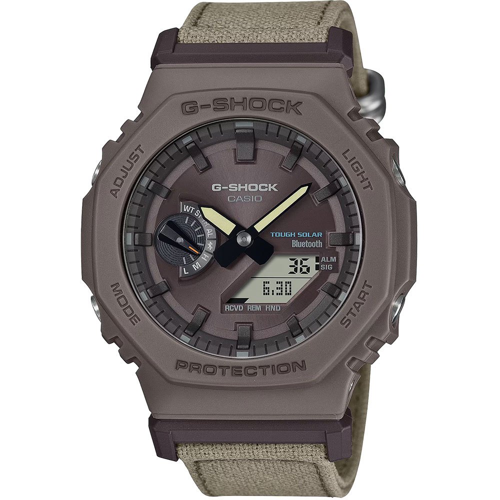 ∣聊聊可議∣CASIO 卡西歐 G-SHOCK 太陽能藍芽 農家橡樹八角手錶 環保布質錶帶 GA-B2100CT-1A5