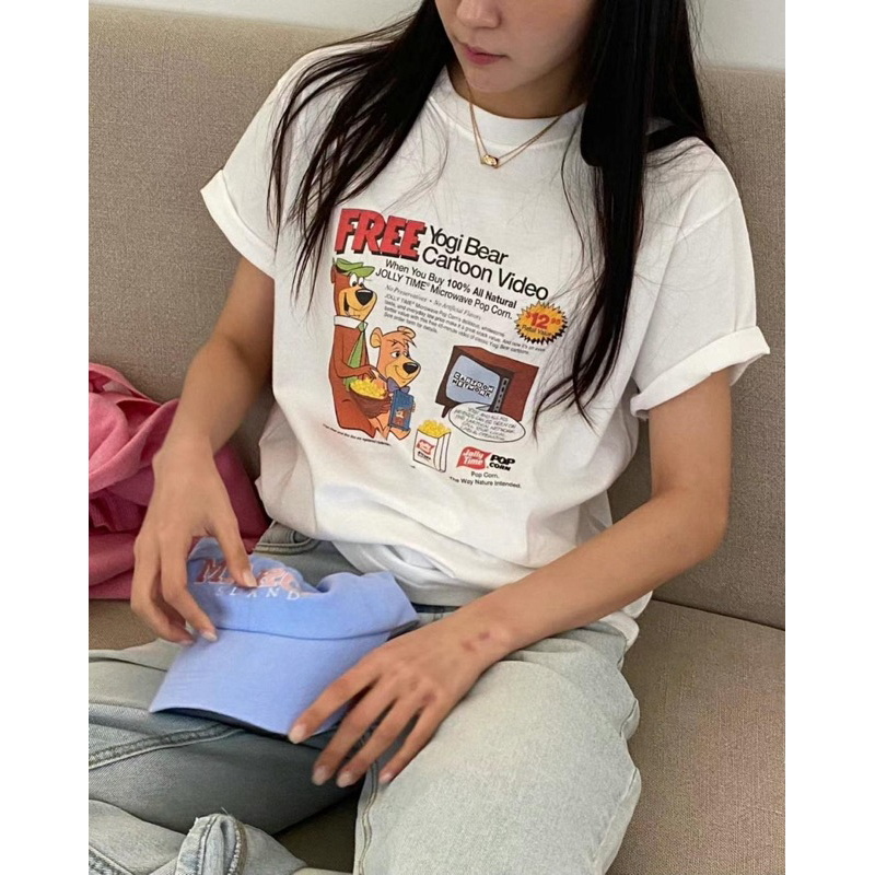 ♥︎現貨♡ 𝓢𝓛貪睡露西亞 🇰🇷韓國 | 童趣瑜珈熊短袖上衣 | 短袖T恤 | 3色