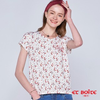 BLUE WAY ET BOiTE 箱子 - 女款 V領半片鬆緊碎花短TEE