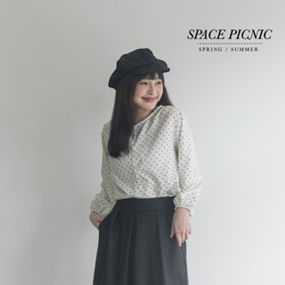 [明天出貨] Space Picnic｜無領點點排釦上衣-2色(現貨)【C24021018】