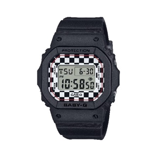 CASIO 卡西歐 BGD-565GS-1 滑板文化格子旗圖案時方形時尚腕錶 經典黑 37.9mm