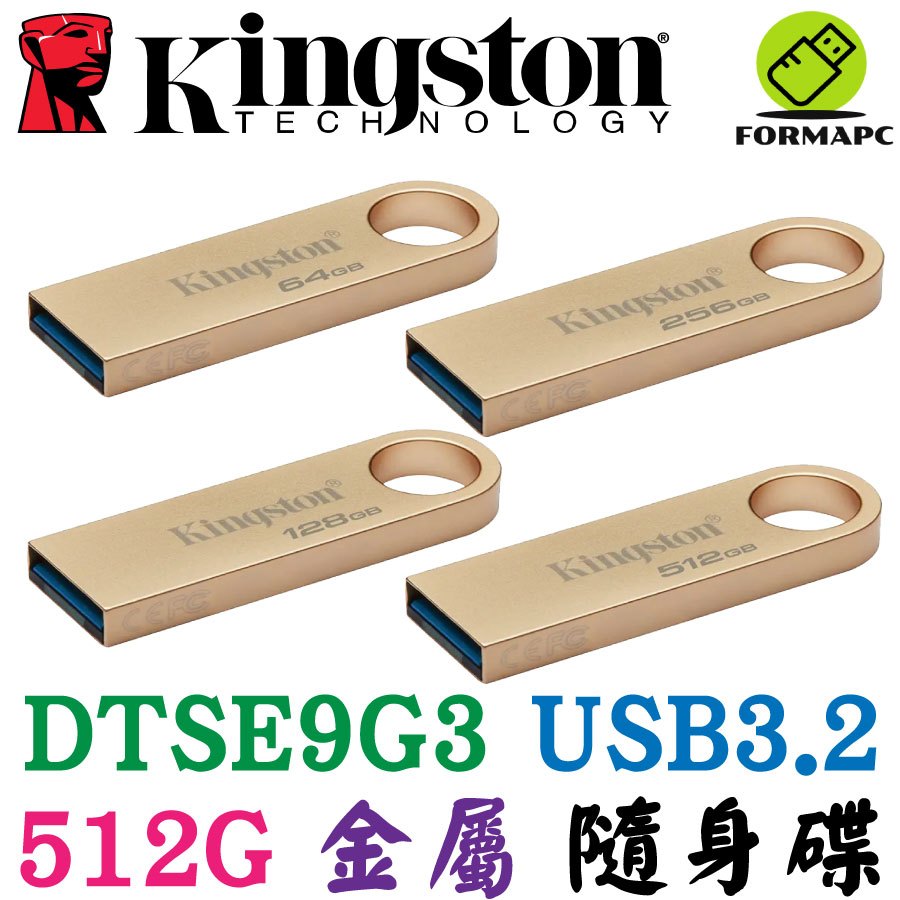 Kingston 金士頓 DataTraveler SE9 G3 512GB USB3.2 金屬 隨身碟 DTSE9G3