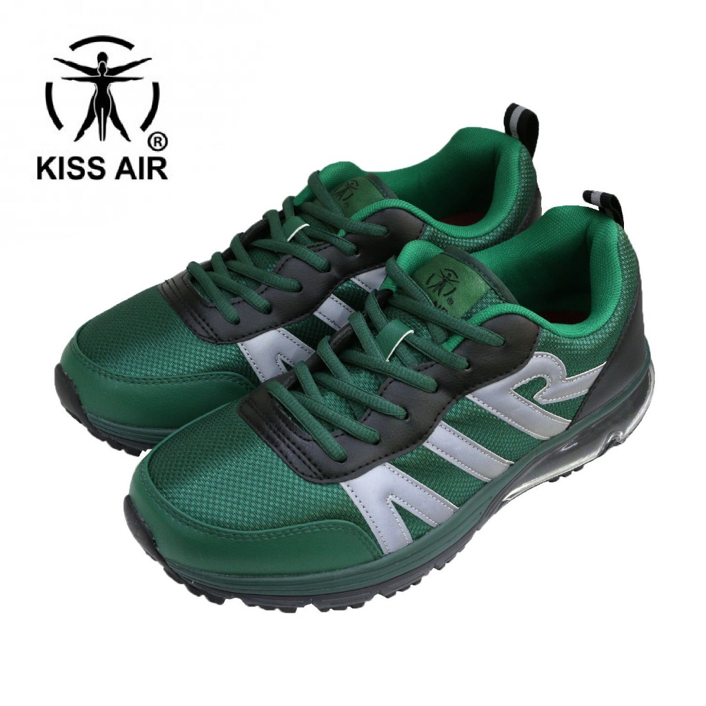 SK 鞋子大王｜KISS AIR 男款 強韌網布 耐拉耐磨鞋面 運動氣墊休閒鞋 彈力耐磨大底 科技反光-綠