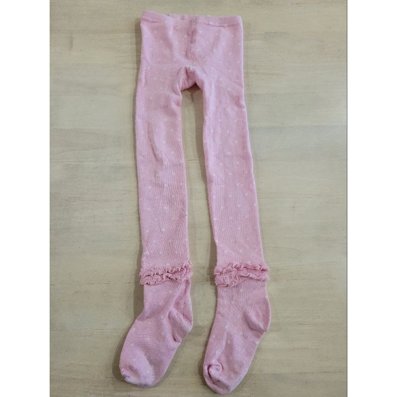 💗二手超值出清！女童冬季保暖連身全長褲襪 女童襪 棉褲襪 粉色點點褲襪 尺碼110-130cm