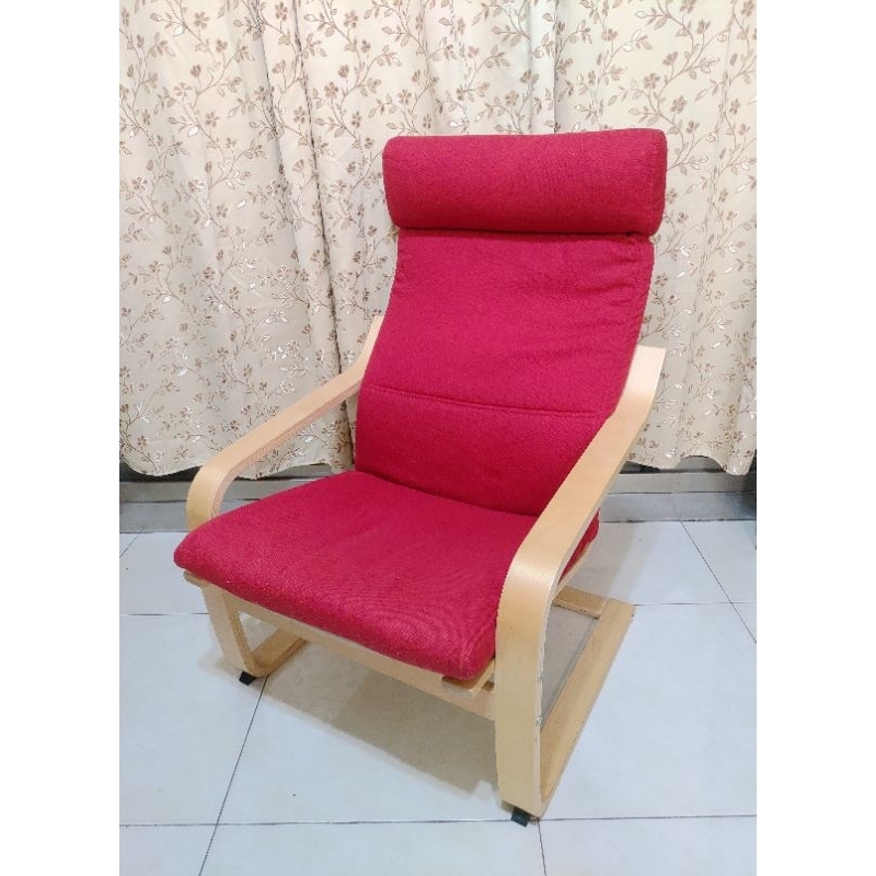 《IKEA》POÄNG扶手椅 紅色 躺椅 懶人椅 實木貼皮 樺木 椅子 休閒椅 靠背椅 絕版品