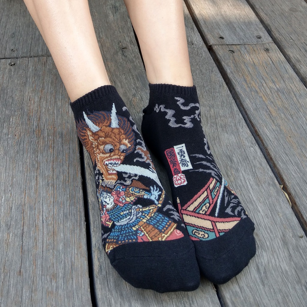 【台灣製造】日本名畫 酒吞童子 妖怪襪 男襪 女襪 版畫 日本襪 浮世繪 潮襪 襪 綿襪 襪子 隱形襪 船型襪 緹花襪