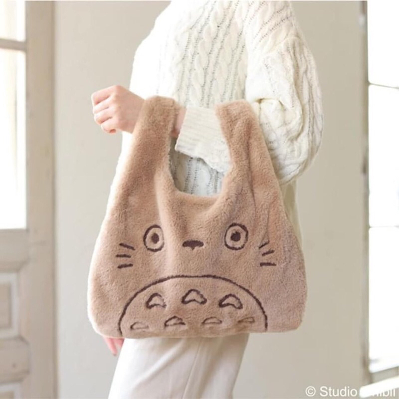 [少量現或] 日本郵局限定-刺繡龍貓絨毛托特包