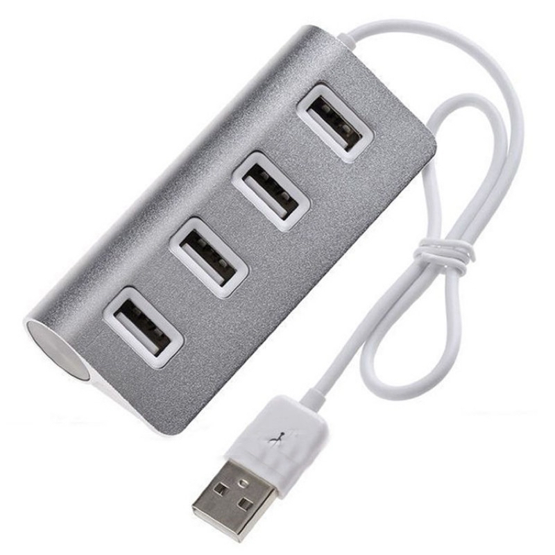 捷力電子⚡超高速USB2.0鋁合金HUB四口集線器銀色