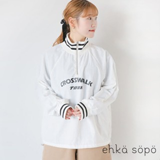 ehka sopo 運動風印花線條滾邊半拉鍊上衣(FF41L0A1480)