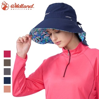 【WILDLAND 荒野】女抗UV印花雙面優雅遮陽帽 UPF30 防曬帽 圓盤帽 漁夫帽 戶外遮陽帽 多色 W1065