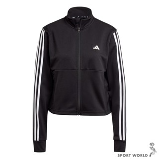 Adidas 立領外套 女裝 排汗 拉鍊口袋 黑【運動世界】HZ5615