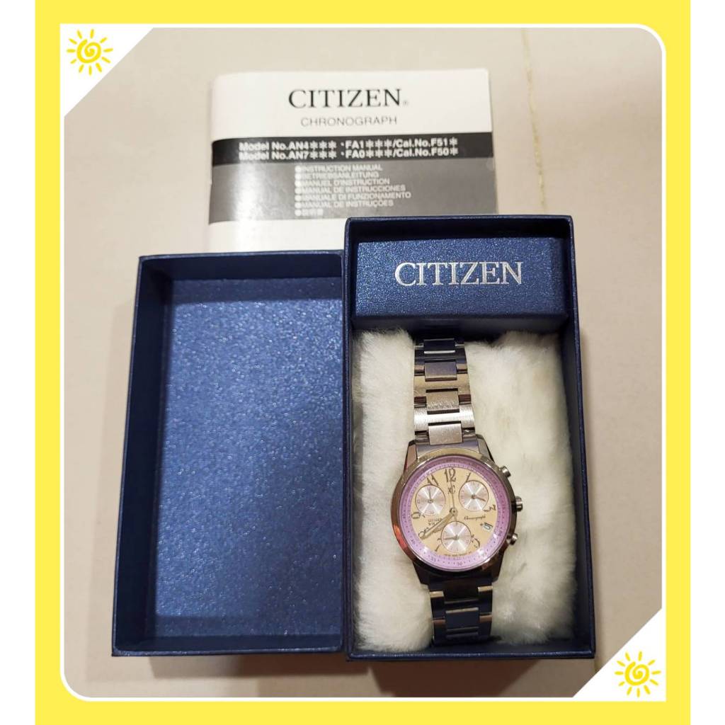 【現貨】二手 CITIZEN XC 星辰 女用錶 三眼 中性腕錶 型號F500-T002382 非光動能 可計時 便宜賣