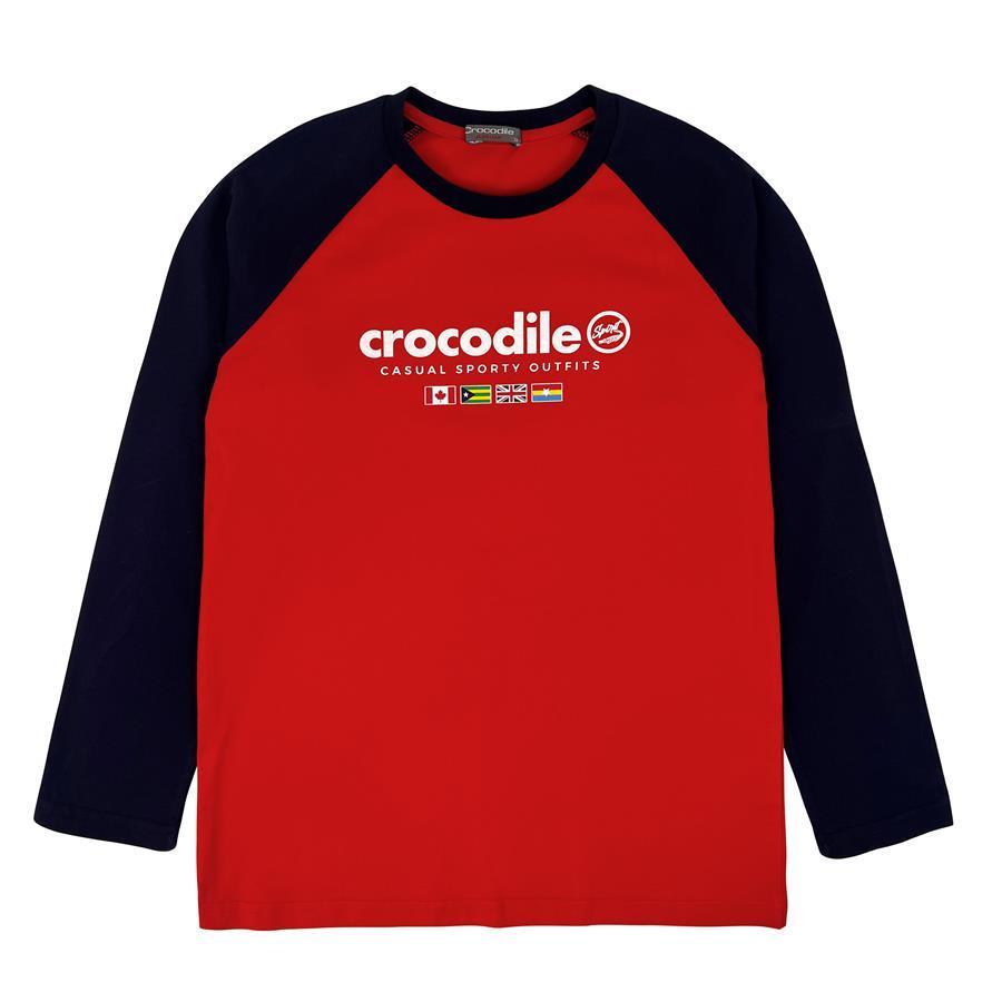 Crocodile Junior 『小鱷魚童裝』U64409 LOGO印圖撞色T恤 Ggo(G購)