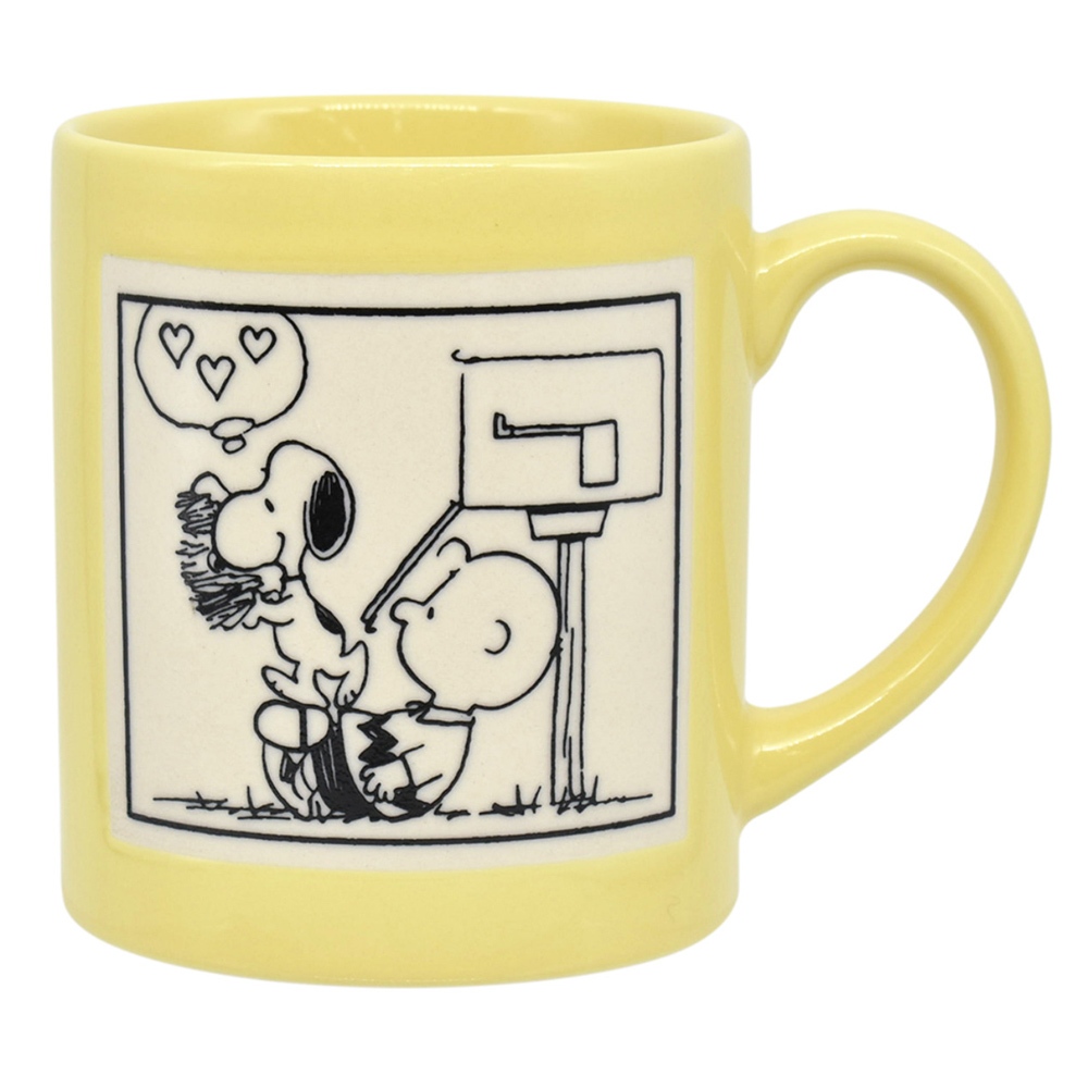 大西賢製販 日本製 Snoopy 史努比 漫畫風陶瓷馬克杯 300ml 史努比 黃色 OS76950