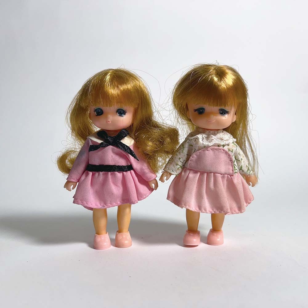 二手 早期 LICCA 莉卡 妹妹 娃娃 玩偶 雙胞胎 人偶 迷你 粉色 瑕疵 合售