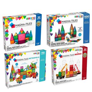 現貨快速出貨🇺🇸美國 Magna Tiles 透光彩色磁力積木 32片/100片/110片 汽車補充套組 恐龍世界