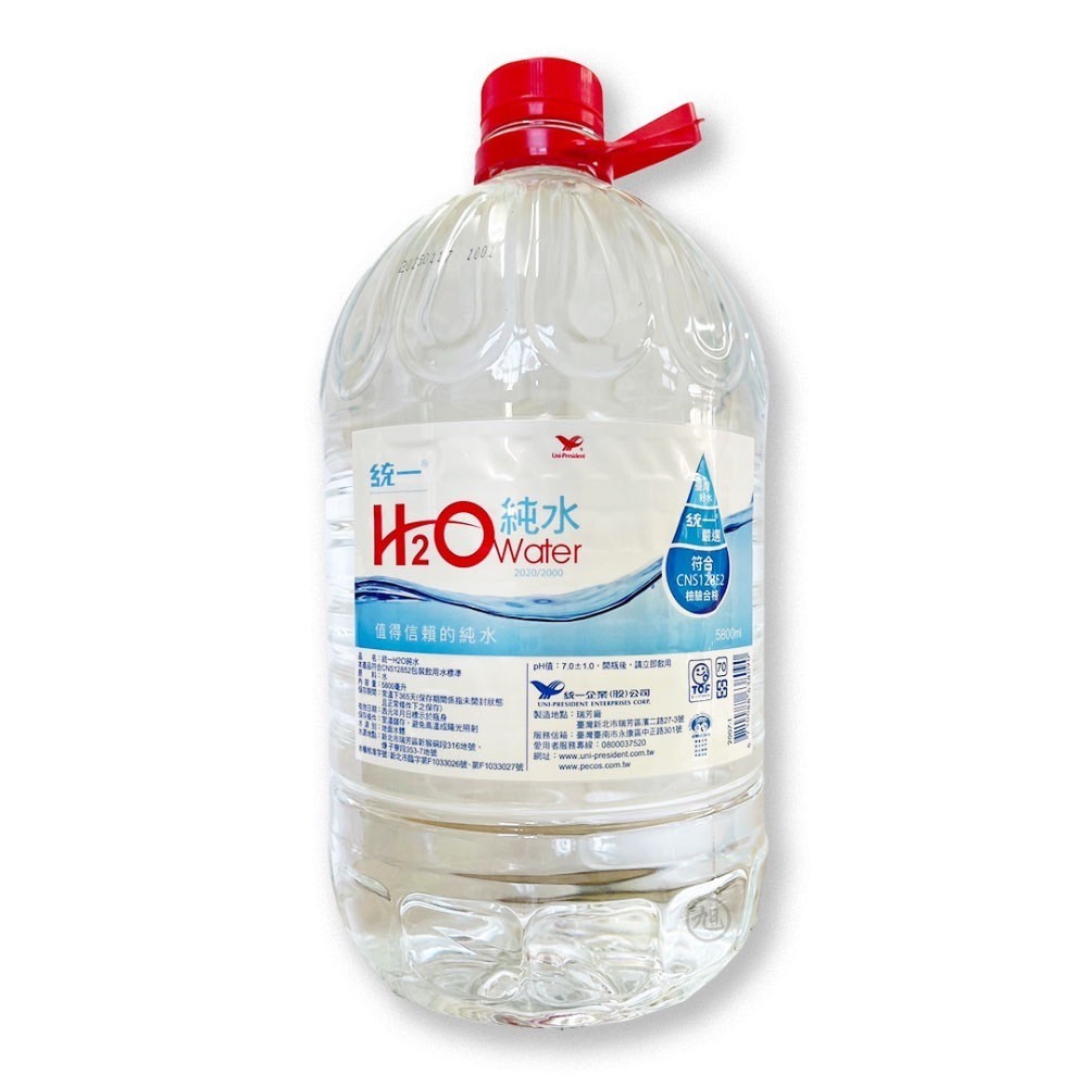 【統一】h2o water純水 5800ml/罐