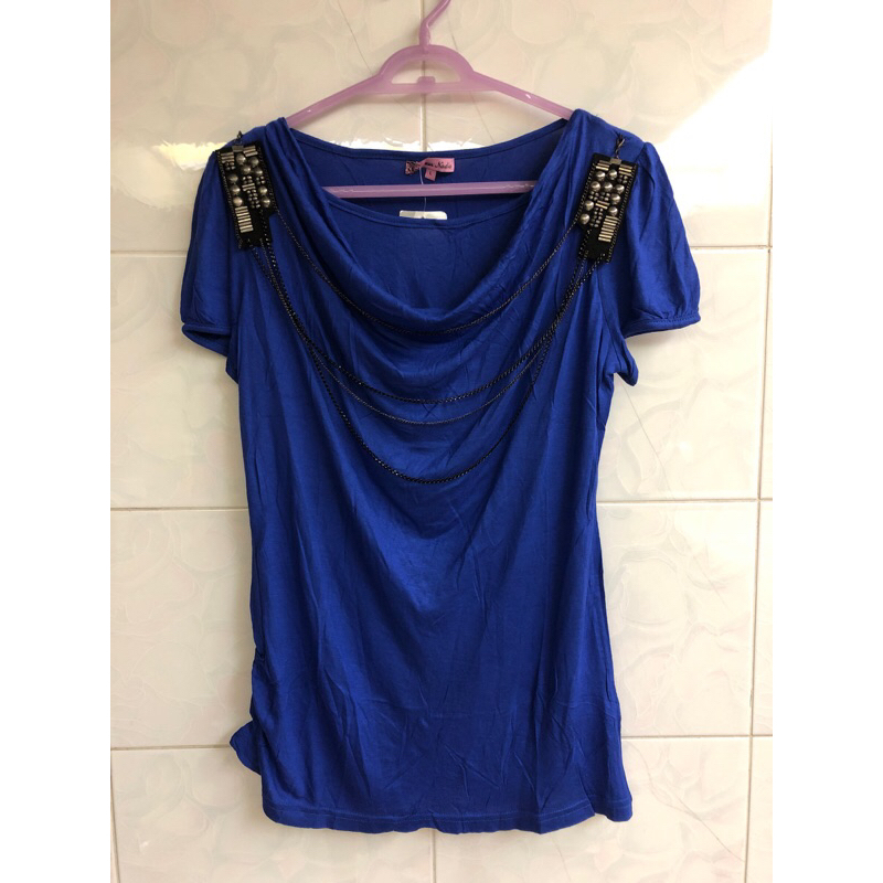 《全新》Miss Nadia寶藍色上衣T恤-L（180830)❤️更多好商品進賣場