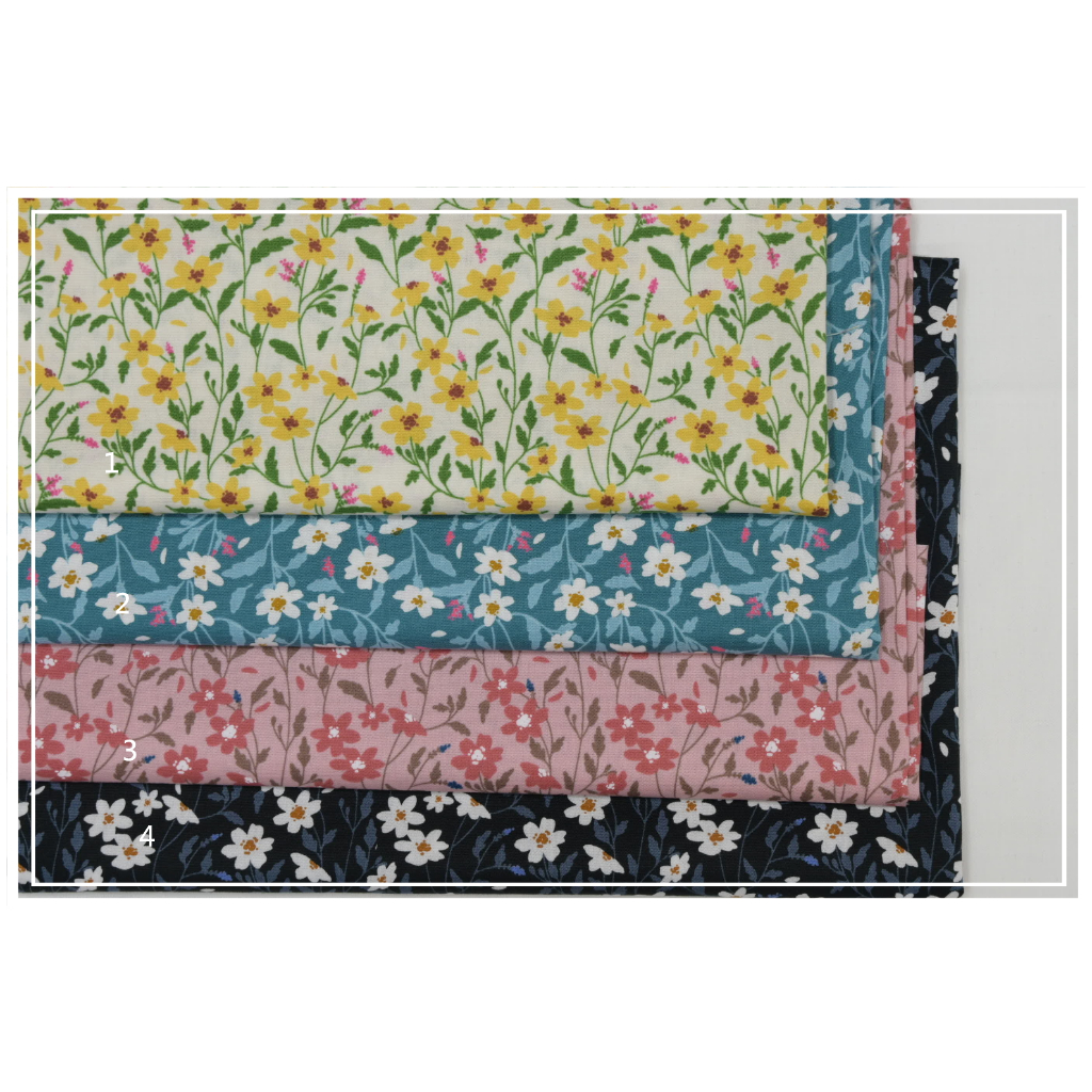 [平織純棉布] 配色小花可做拼布 頭巾衣物 袋物 窗門簾 桌巾 BBC26
