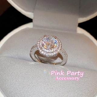 【戒指】精緻璀璨 超大鋯石水鑽戒指 可調整開口戒 新娘秘書 PinkParty❤韓系飾品