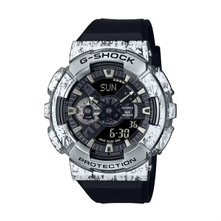 【CASIO G-SHOCK】頹廢搖滾風潮流雙顯腕錶-油漬銀/GM-110GC-1A/台灣總代理公司貨享一年保固