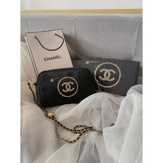 🈶現貨‼️❤️歐洲代購---Chanel香奈兒VIP會員禮閃耀黑金化妝包改造鍊條包(附紙盒、紙袋)
