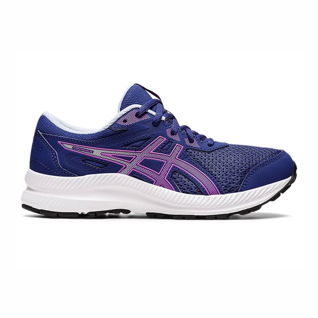 Asics Contend 8 GS [1014A259-400] 大童慢跑鞋透氣舒適耐用 深藍 紫(24CM)