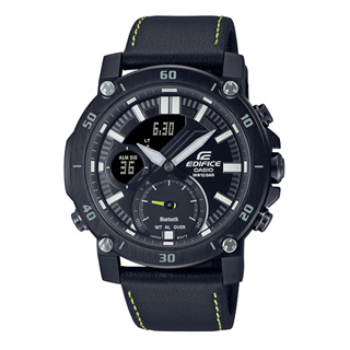 時計屋 EDIFICE ECB-20CL-1A 男錶 時尚黑鋼 藍牙連線 皮革錶帶 世界時間 雙重LED ECB-20