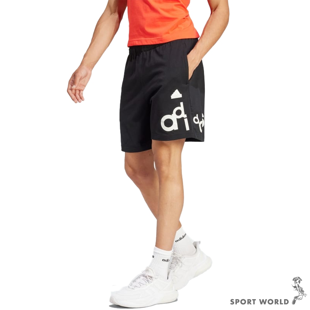 Adidas 短褲 男裝 印花 純棉 黑【運動世界】IP3801